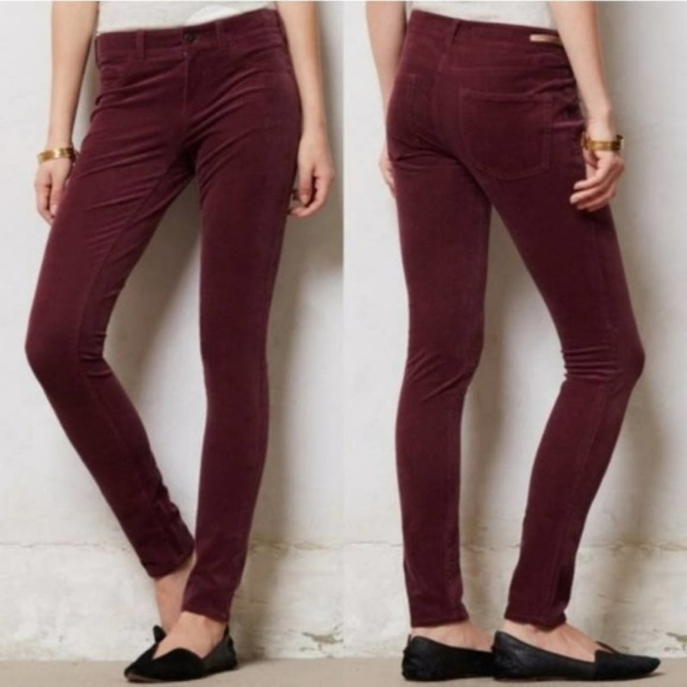 Pilcro STET Burgundy Velvet Skinny Pants